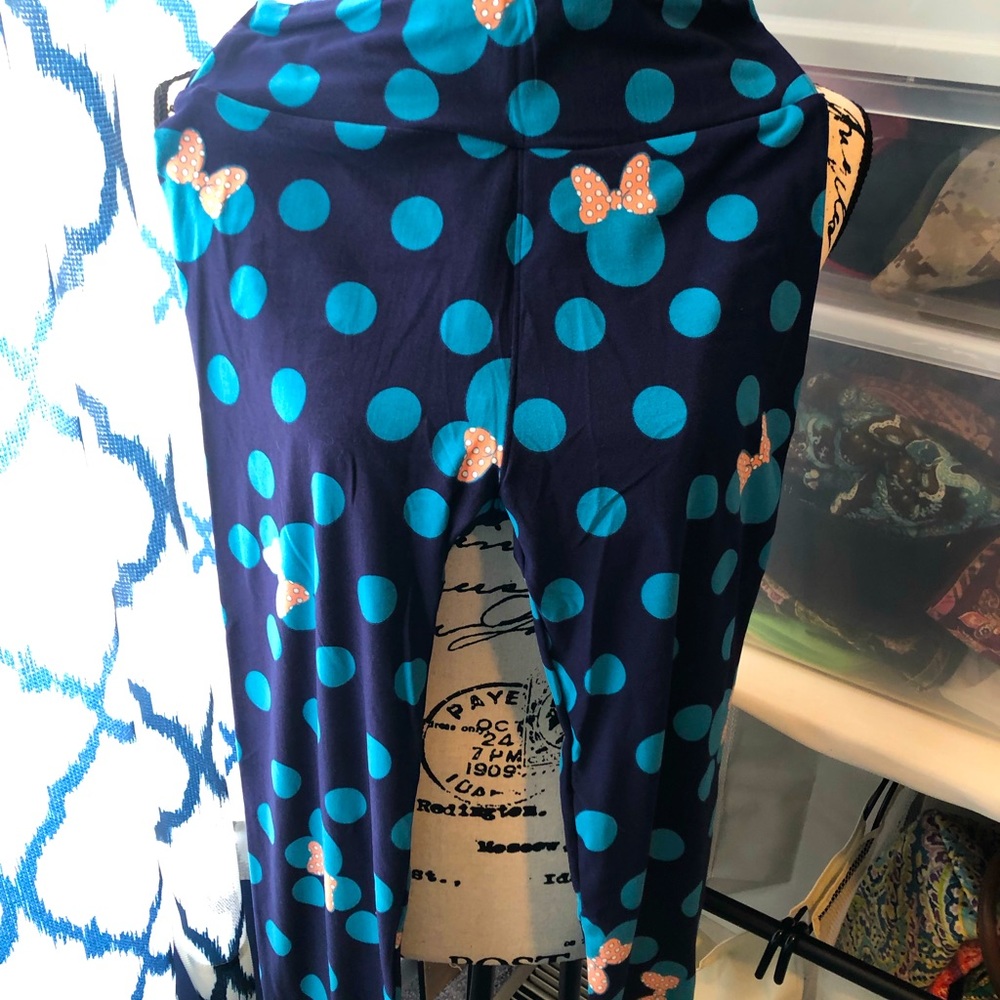 LuLaRoe Disney OS Blue Minnie Mouse Leggings NWT